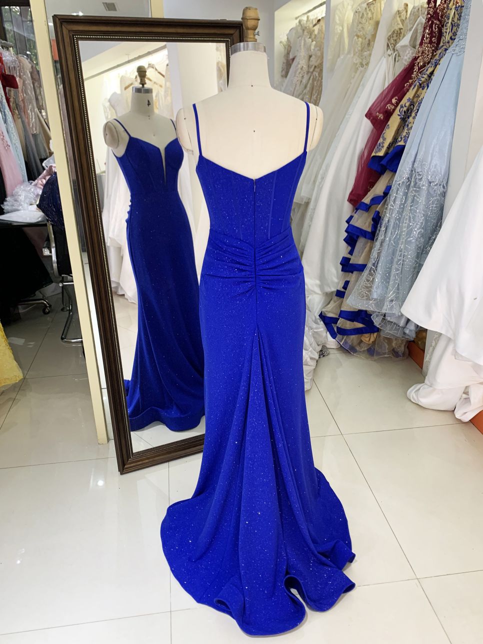 2025 New wholesale royal blue boning long gowns custom formal evening dresses for prom dress girl