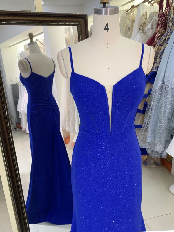 2025 New wholesale royal blue boning long gowns custom formal evening dresses for prom dress girl