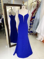 2025 New wholesale royal blue boning long gowns custom formal evening dresses for prom dress girl