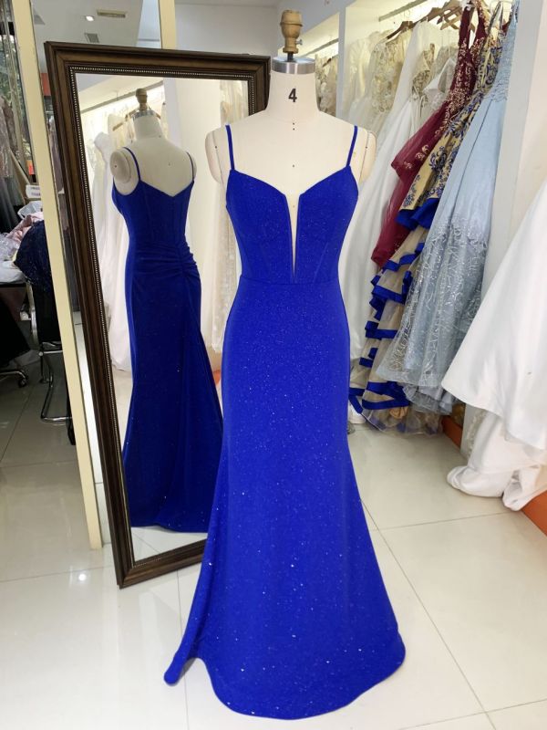 2025 New wholesale royal blue boning long gowns custom formal evening dresses for prom dress girl