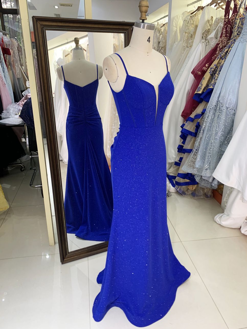 2025 New wholesale royal blue boning long gowns custom formal evening dresses for prom dress girl