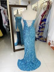 New sequin boning wholesale high slit long gowns evening dresses for prom night 2025