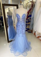 See through corset emerald lilac sleeveless deep V sequin beading tulle mermaid prom evening dresses