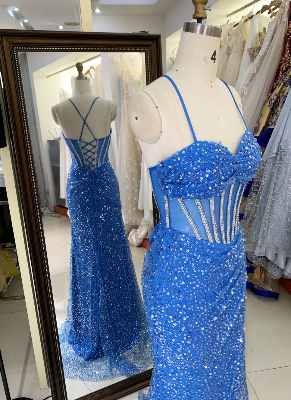 New luxury wholesale boning sequin long gown evening dresses women to prom used for teen girls 2025