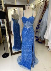 New luxury wholesale boning sequin long gown evening dresses women to prom used for teen girls 2025