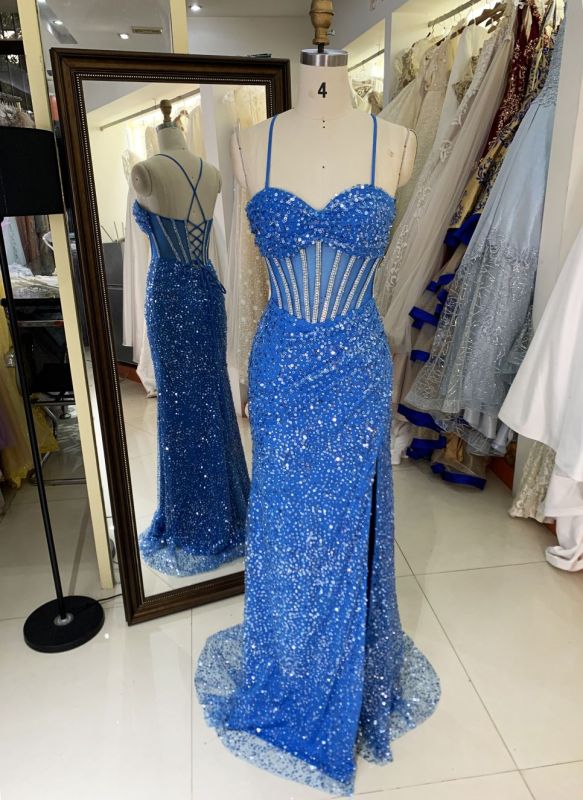 New luxury wholesale boning sequin long gown evening dresses women to prom used for teen girls 2025