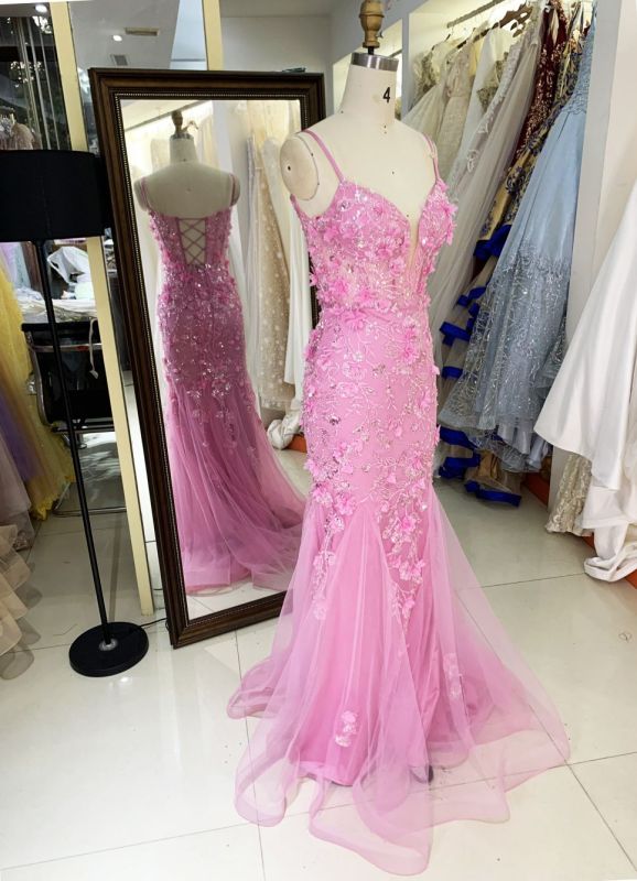 Wholesale New 3D flower embroidery boning prom dresses long gown evening 2025 for woman