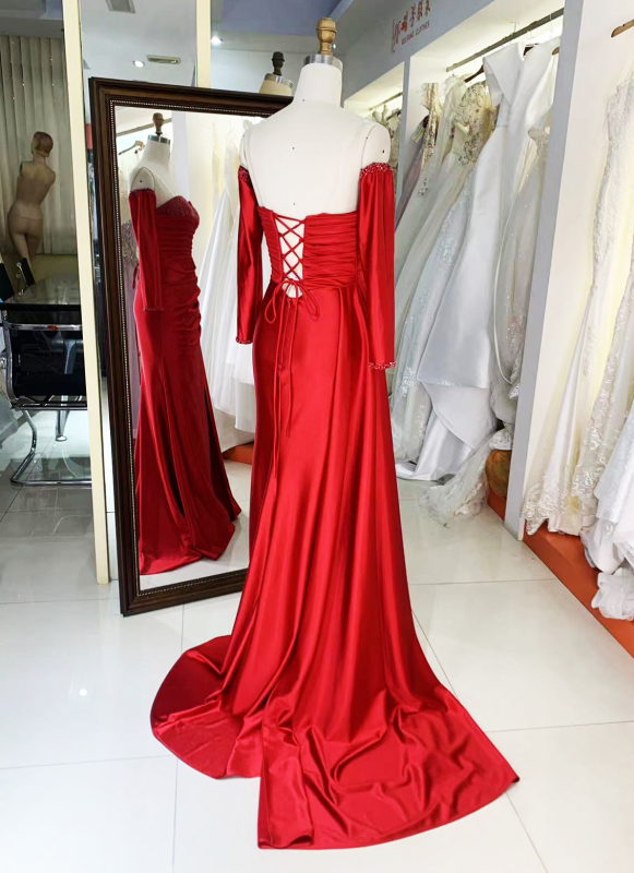 New luxury wholesale long sleeve prom dresses beading long gowns evening women for teen girls 2025