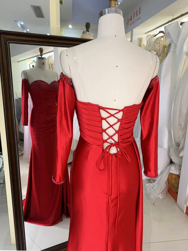 New luxury wholesale long sleeve prom dresses beading long gowns evening women for teen girls 2025
