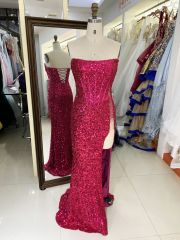New sequin boning wholesale high slit long gowns evening dresses for prom night 2025