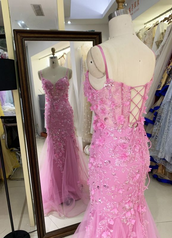 Wholesale New 3D flower embroidery boning prom dresses long gown evening 2025 for woman