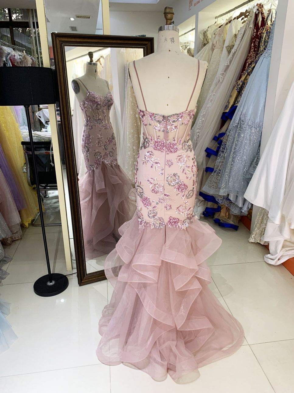 Wholesale new navy rhinestone off shoulder A line sleeveless lace up back elegant prom ball gown dress