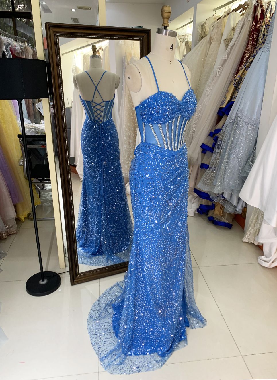 New luxury wholesale boning sequin long gown evening dresses women to prom used for teen girls 2025