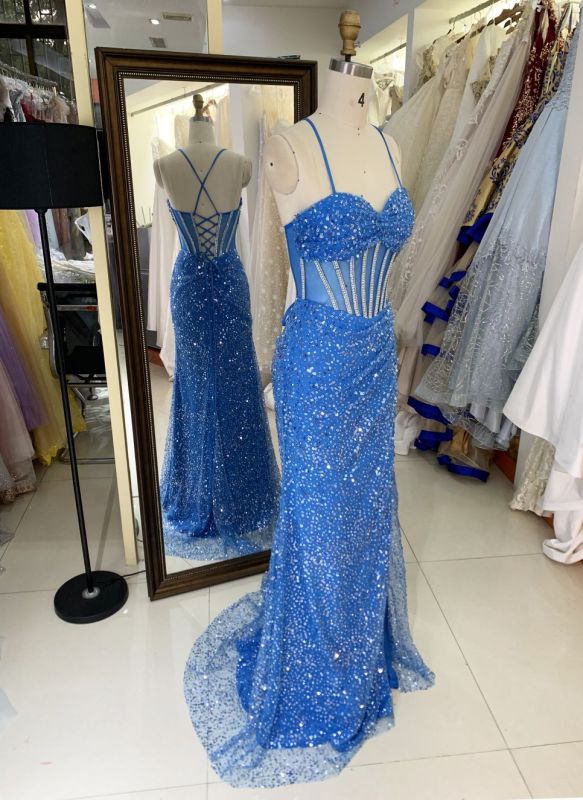New luxury wholesale boning sequin long gown evening dresses women to prom used for teen girls 2025