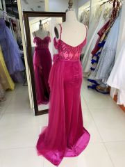Purple off shoulder rhinestone mermaid corset elegant prom dresses luxurious 2025