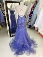 Wholesale see through corset dusty blue embroidery sleeveless mermaid prom evening dresses