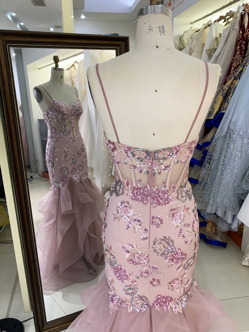 Wholesale new navy rhinestone off shoulder A line sleeveless lace up back elegant prom ball gown dress