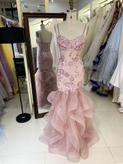 Wholesale new navy rhinestone off shoulder A line sleeveless lace up back elegant prom ball gown dress