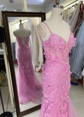 Wholesale New 3D flower embroidery boning prom dresses long gown evening 2025 for woman
