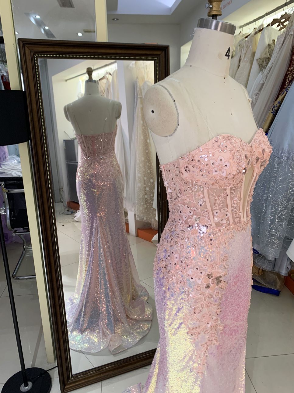 Women formal flower wholesale boning sequin fabric long mermaid evening elegant prom dresses 2025