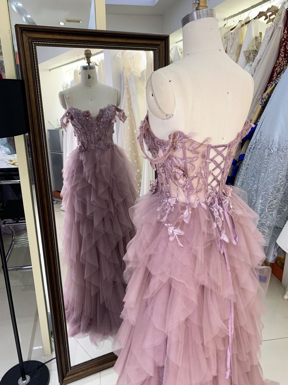 2025 New costom ruffle prom dresses luxurious evening dress elegant party Plus Size of The Women clothing Natural