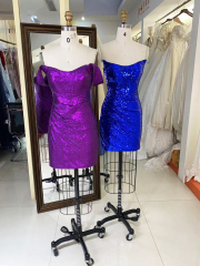 2025 New style homecoming dresses elegant off shoulder jacquard slim Dresses for Ladies Party Homecoming