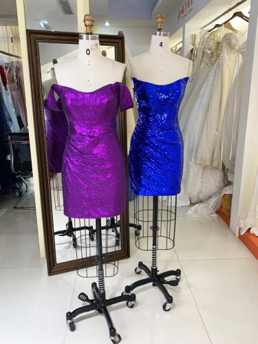 2025 New style homecoming dresses elegant off shoulder jacquard slim Dresses for Ladies Party Homecoming
