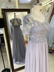 2025 New glitter chiffon a Line Skirt Long Plus Size Dresses Fat Mother of The Women Clothing Natural