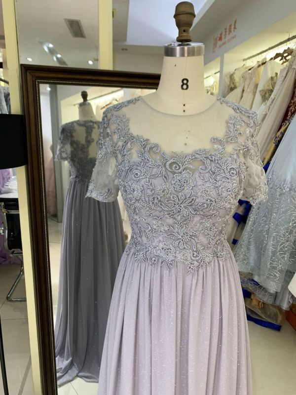 2025 New glitter chiffon a Line Skirt Long Plus Size Dresses Fat Mother of The Women Clothing Natural