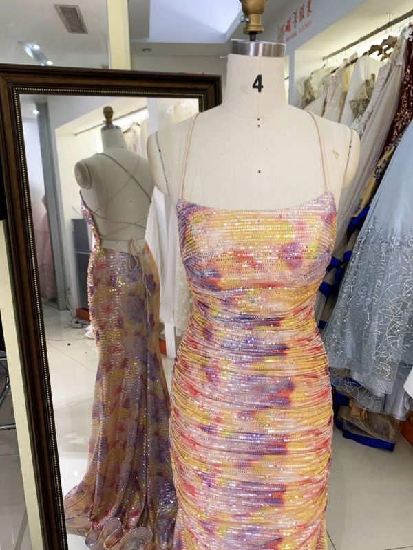 New multi color sequin formal elegant mermaid formal fitted evening wholesale prom dresses 2025