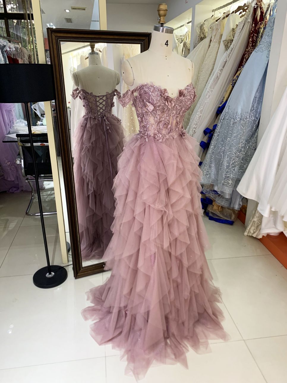 2025 New costom ruffle prom dresses luxurious evening dress elegant party Plus Size of The Women clothing Natural