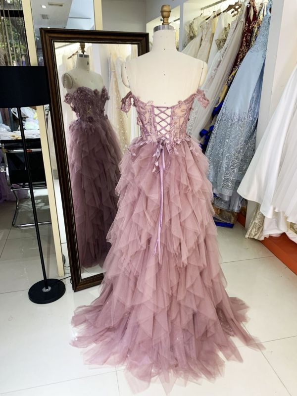 2025 New costom ruffle prom dresses luxurious evening dress elegant party Plus Size of The Women clothing Natural