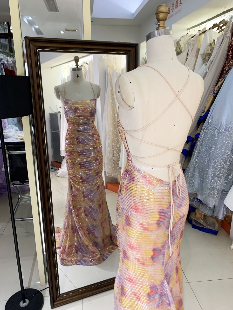 New multi color sequin formal elegant mermaid formal fitted evening wholesale prom dresses 2025