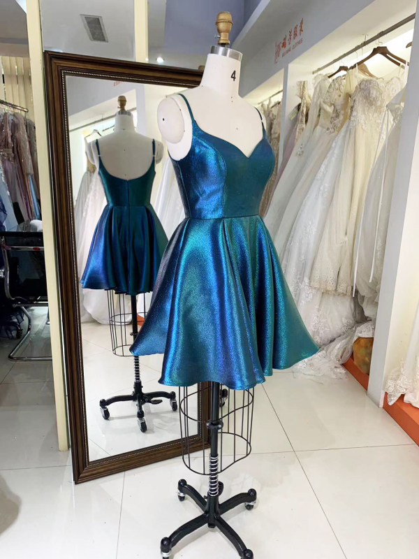 2025 New style elegant smoky blue glitter jersey homecoming dress slim A Line skirt for Ladies Party Homecoming