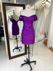 2025 New style homecoming dresses elegant off shoulder jacquard slim Dresses for Ladies Party Homecoming