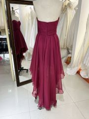 2025 New fashion strapless teal blue chiffon sweetheart pleated dress modern party trend design evening dress
