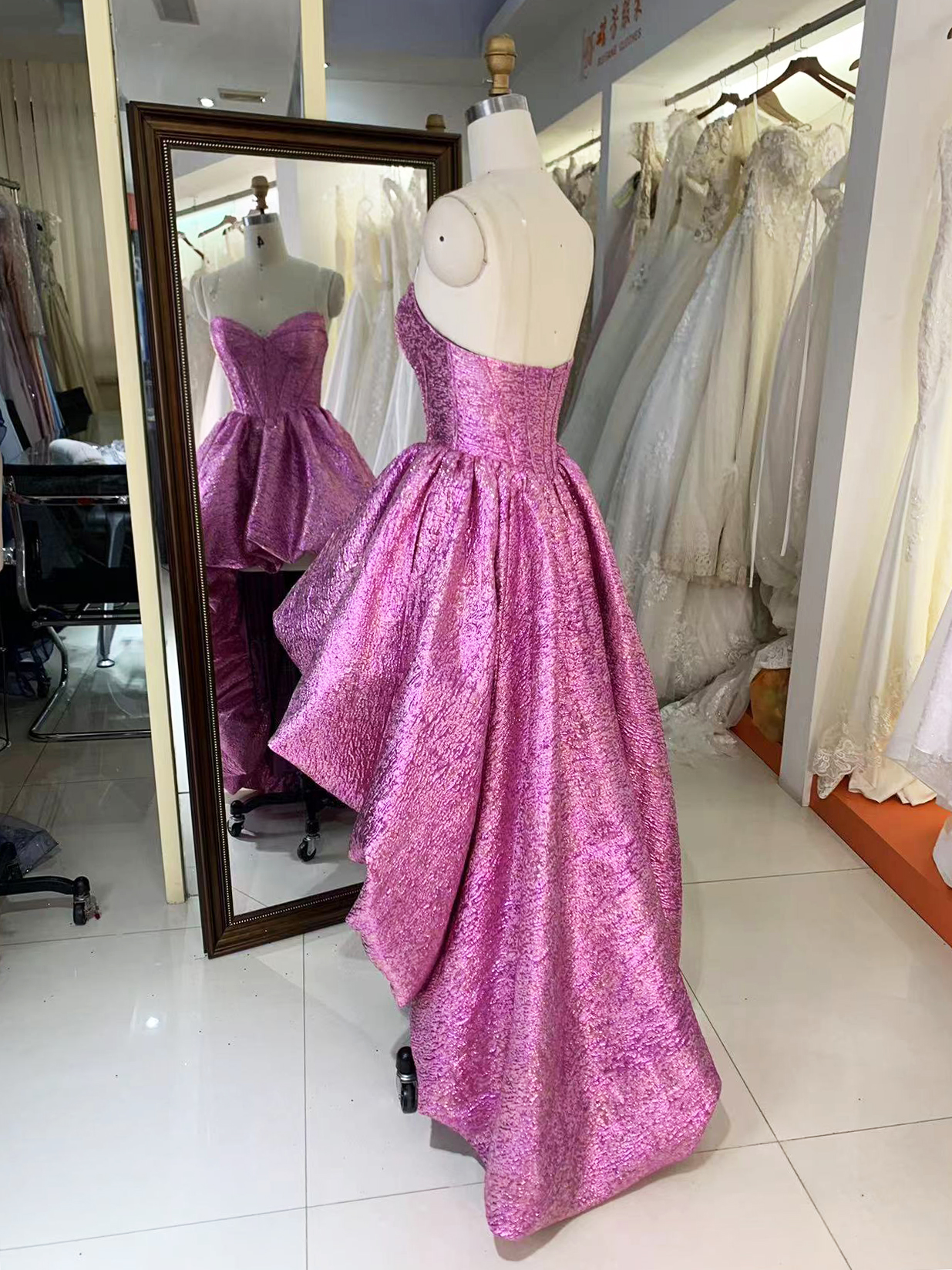 2025 New fashion design jacquard ruffle skirt sweetheart party dress high-low princess evening dress