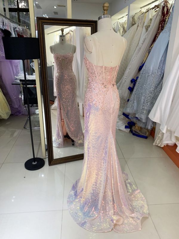 Women formal flower wholesale boning sequin fabric long mermaid evening elegant prom dresses 2025