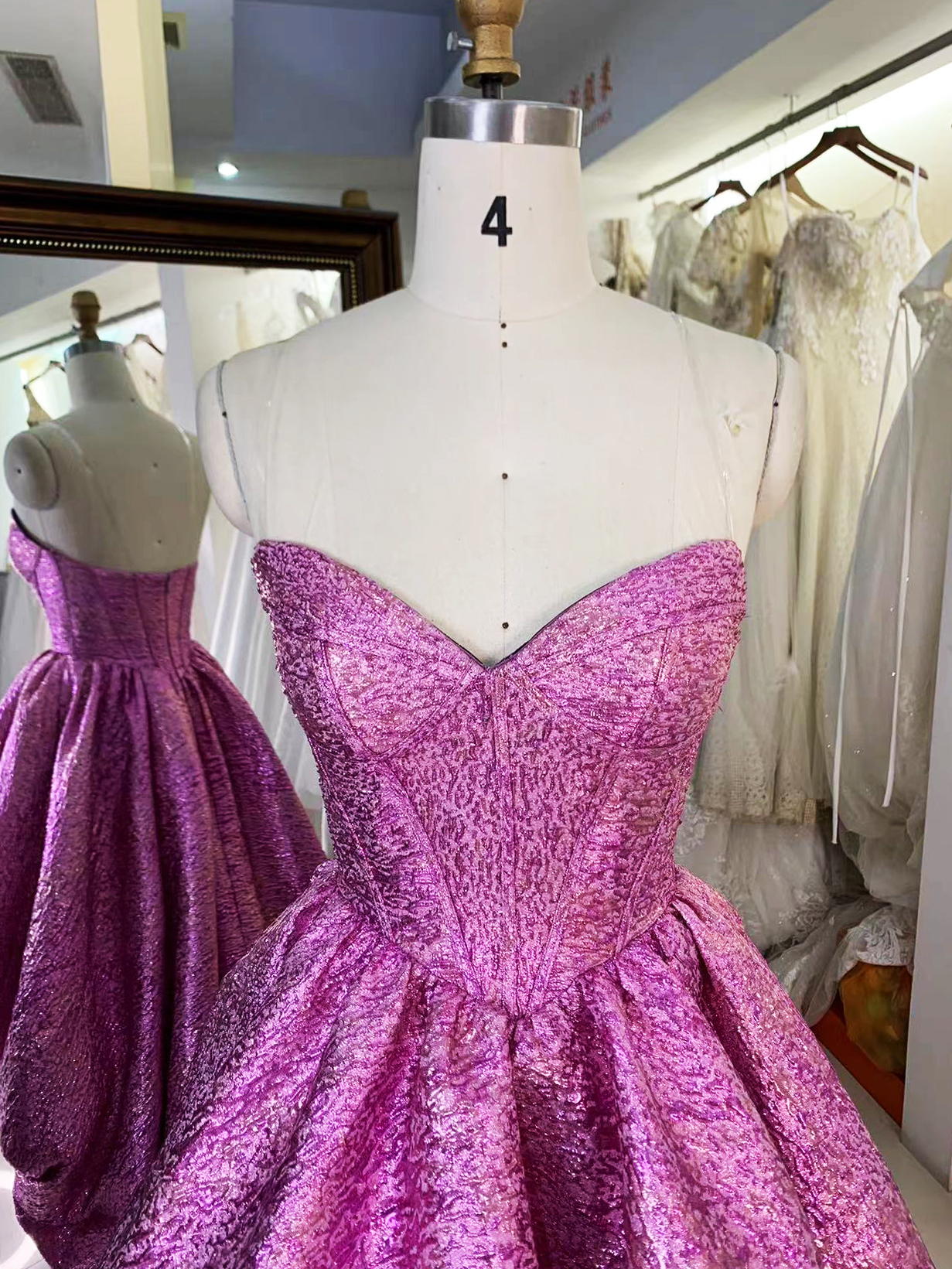 2025 New fashion design jacquard ruffle skirt sweetheart party dress high-low princess evening dress