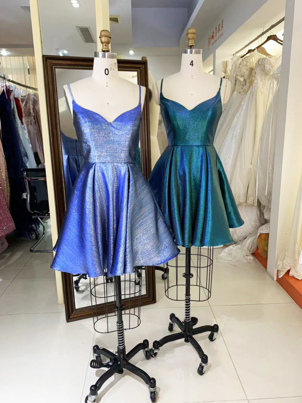 2025 New style elegant smoky blue glitter jersey homecoming dress slim A Line skirt for Ladies Party Homecoming