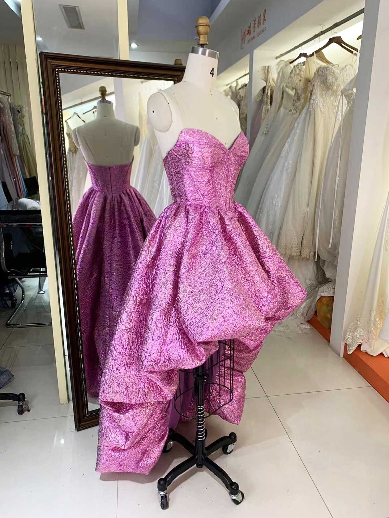 2025 New fashion design jacquard ruffle skirt sweetheart party dress high-low princess evening dress