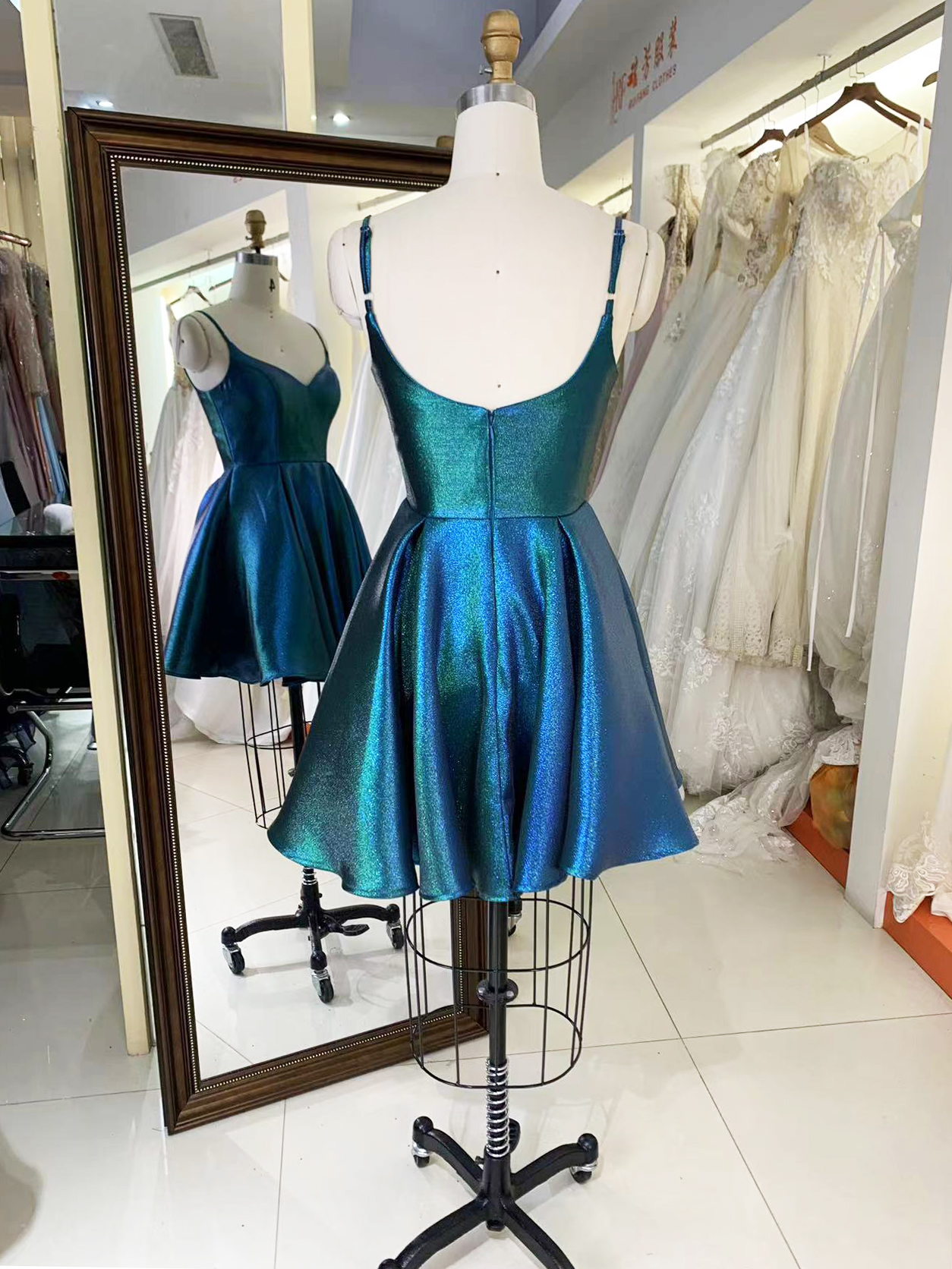 2025 New style elegant smoky blue glitter jersey homecoming dress slim A Line skirt for Ladies Party Homecoming
