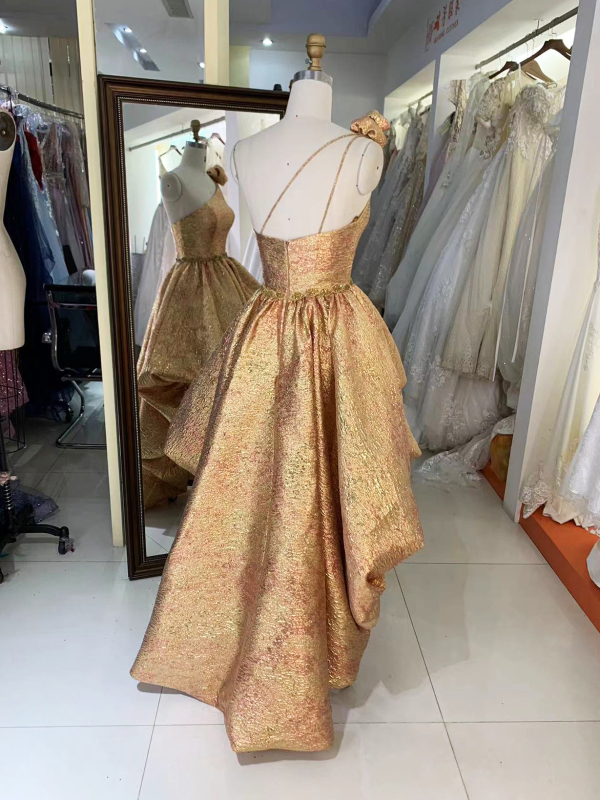 2025 New fashion design jacquard 3D flower ruffle skirt one shoulder party dress high-low princess evening dress