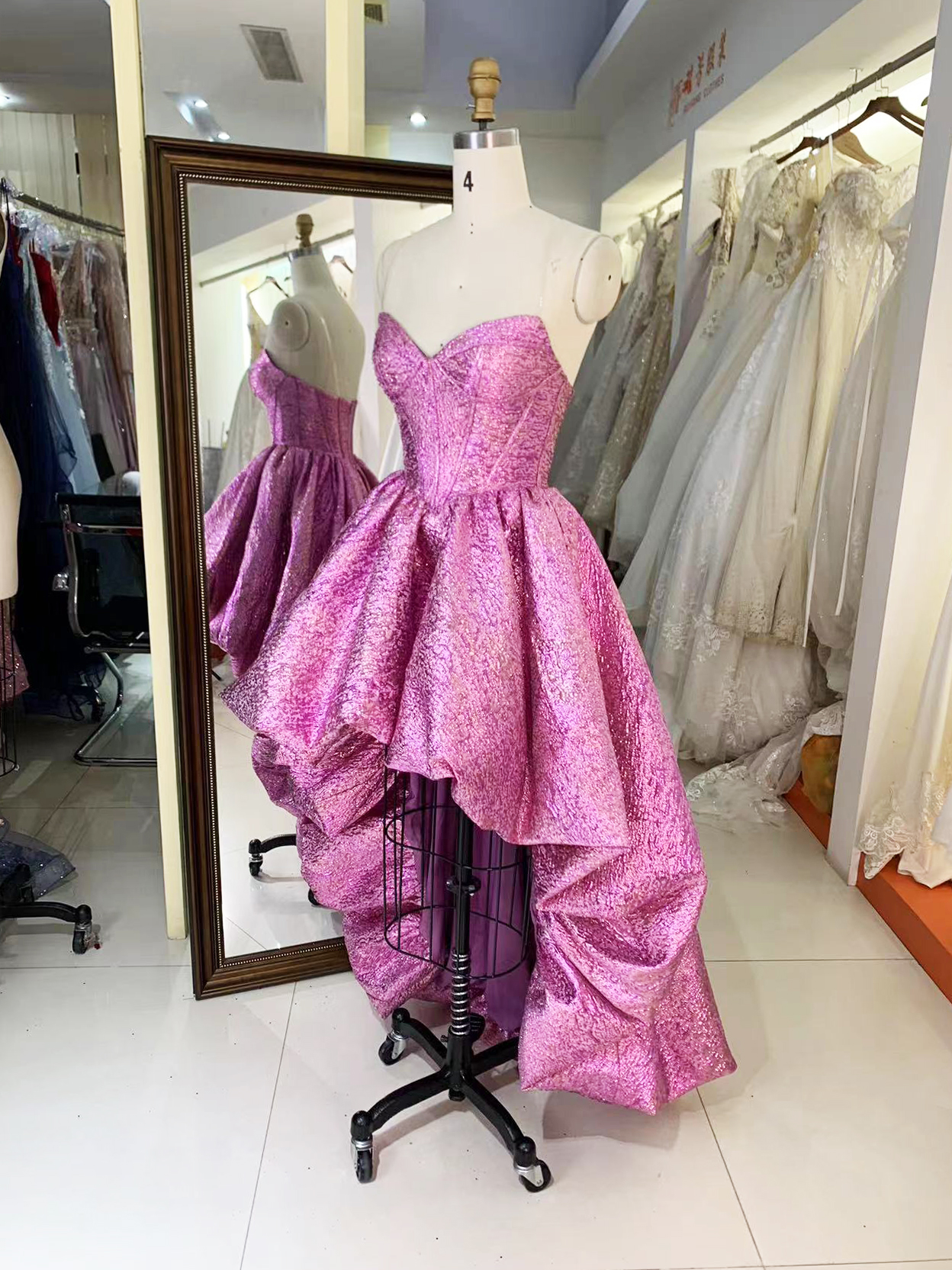 2025 New fashion design jacquard ruffle skirt sweetheart party dress high-low princess evening dress