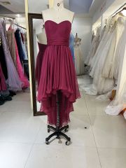2025 New fashion strapless teal blue chiffon sweetheart pleated dress modern party trend design evening dress