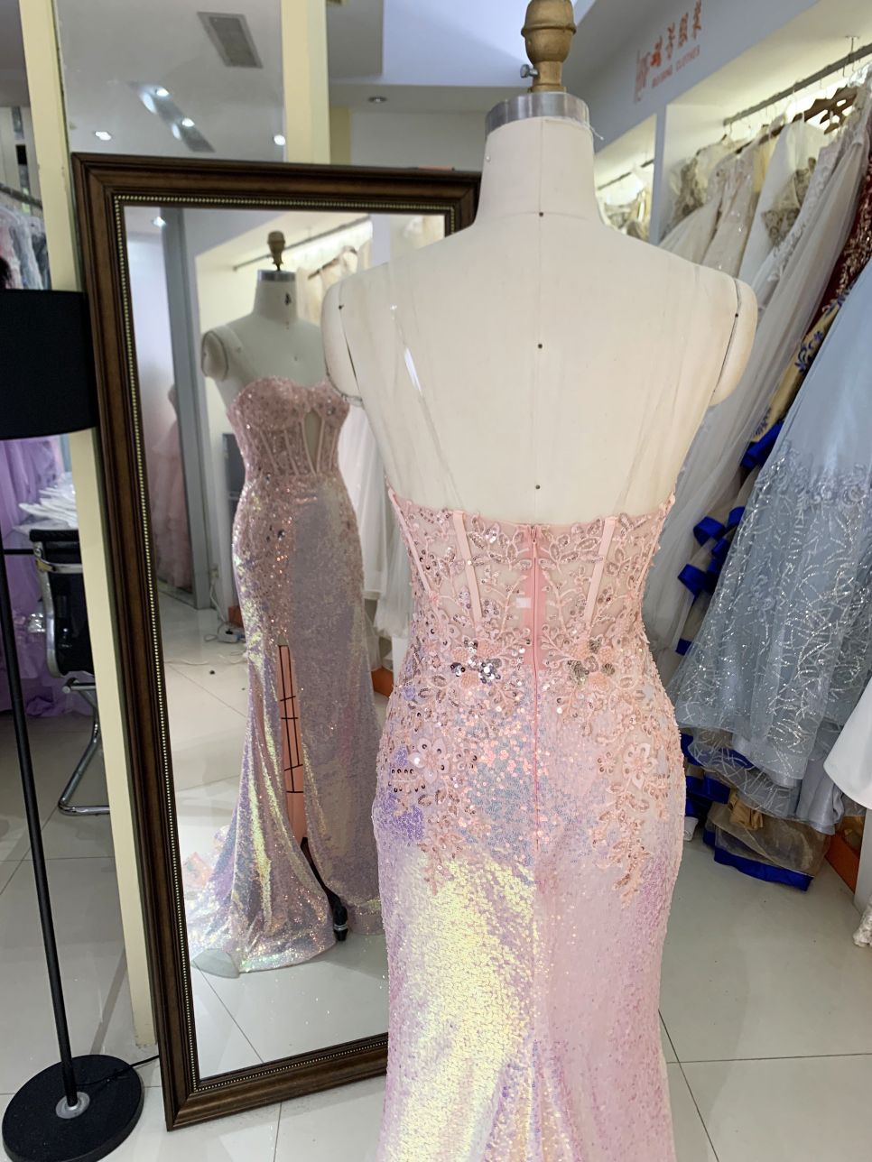 Women formal flower wholesale boning sequin fabric long mermaid evening elegant prom dresses 2025