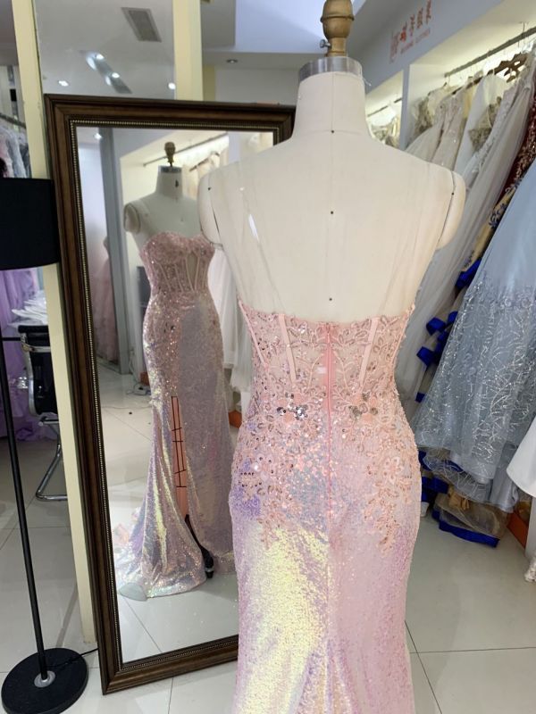 Women formal flower wholesale boning sequin fabric long mermaid evening elegant prom dresses 2025