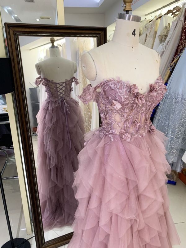 2025 New costom ruffle prom dresses luxurious evening dress elegant party Plus Size of The Women clothing Natural