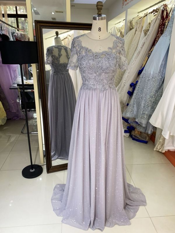2025 New glitter chiffon a Line Skirt Long Plus Size Dresses Fat Mother of The Women Clothing Natural