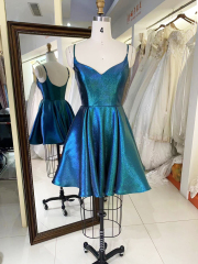 2025 New style elegant smoky blue glitter jersey homecoming dress slim A Line skirt for Ladies Party Homecoming